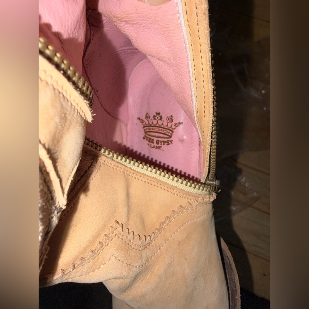 Junk Gypsy by Lane Hard to Handle over the knee cowgirl boots in tonal Cream - Picture 8 of 11